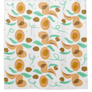 Abstract  Peach Fruit Slices Hand Drawn Pattern 