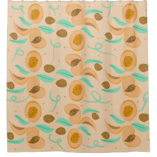 Abstract  Peach Fruit Slices Hand Drawn Pattern 