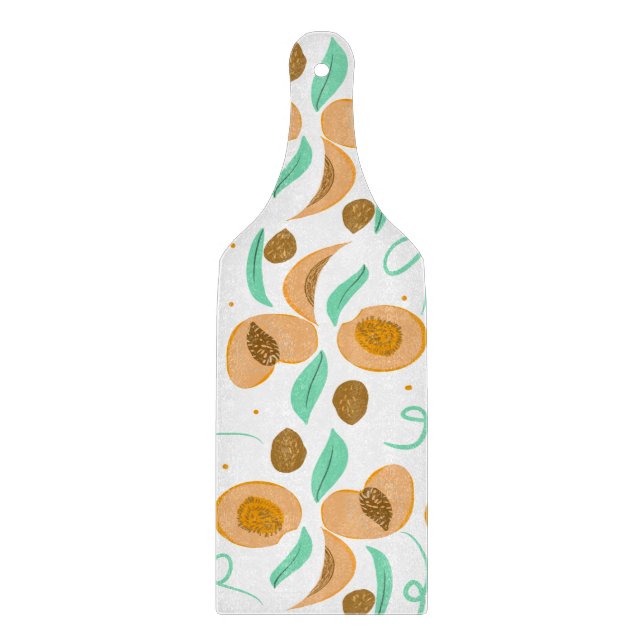 Abstract  Peach Fruit Slices Hand Drawn Pattern   Cutting Board (Front)