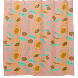 Abstract Peach Fruit Slices Hand Drawn Pattern S
