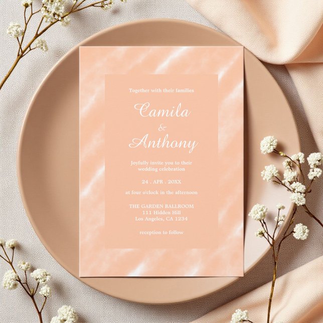 Abstract Peach Fuzz Watercolor Bold Modern Minimal Invitation (Creator Uploaded)