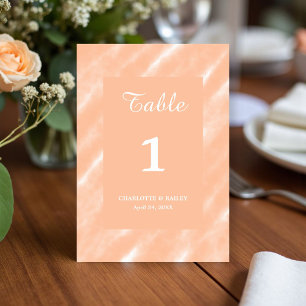 Abstract Peach Fuzz Watercolor Modern Minimalist Table Number