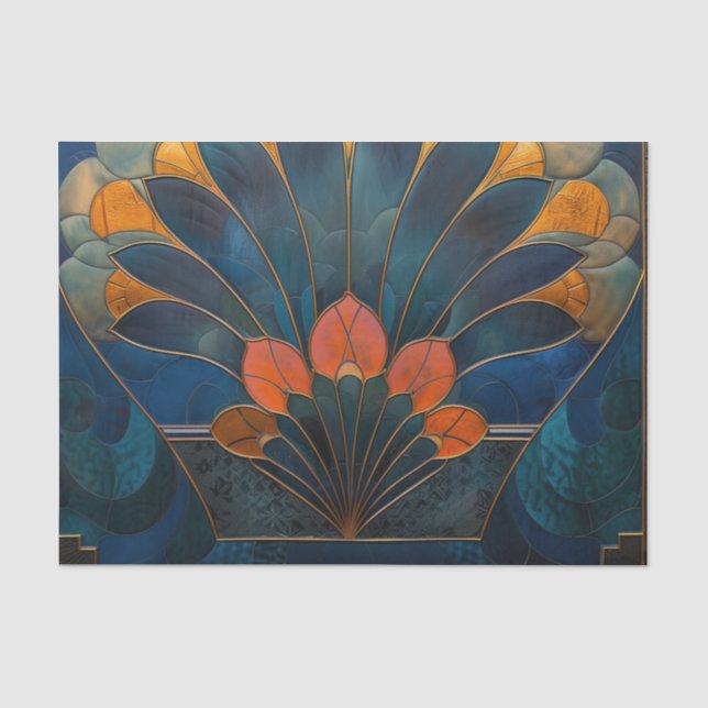 Abstract Peacock Art Deco Tissue Paper (Front)