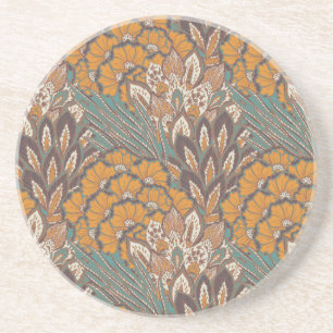 Abstract Peacock Feather Pattern Coaster