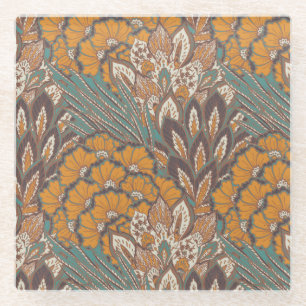 Abstract Peacock Feather Pattern Glass Coaster