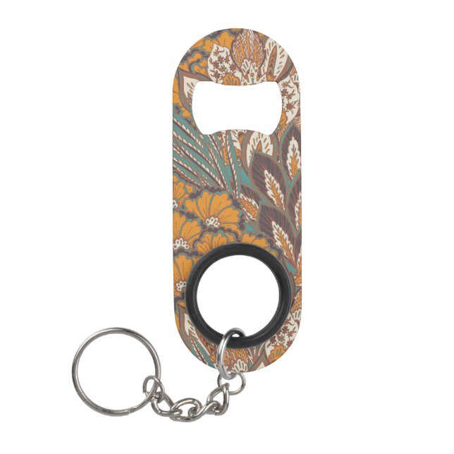 Abstract Peacock Feather Pattern Keychain Bottle Opener (Front)