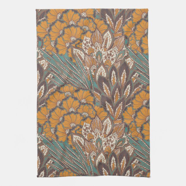 Abstract Peacock Feather Pattern Kitchen Towel (Vertical)