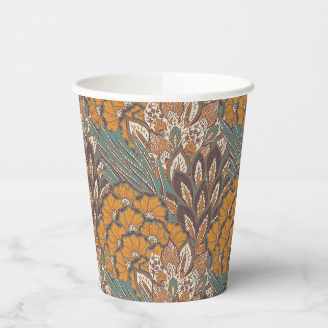 Abstract Peacock Feather Pattern Paper Cups (Left)