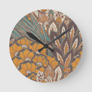 Abstract Peacock Feather Pattern Round Clock