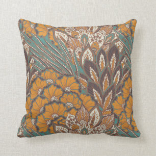Abstract Peacock Feather Pattern Throw Pillow
