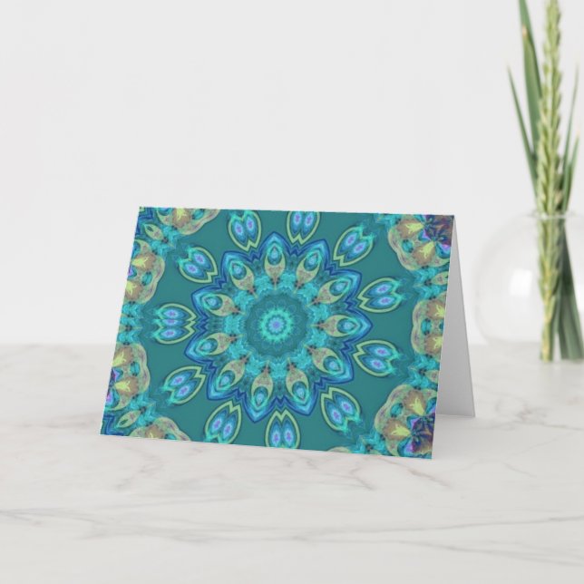 Abstract Peacock Feathers Card (Front)