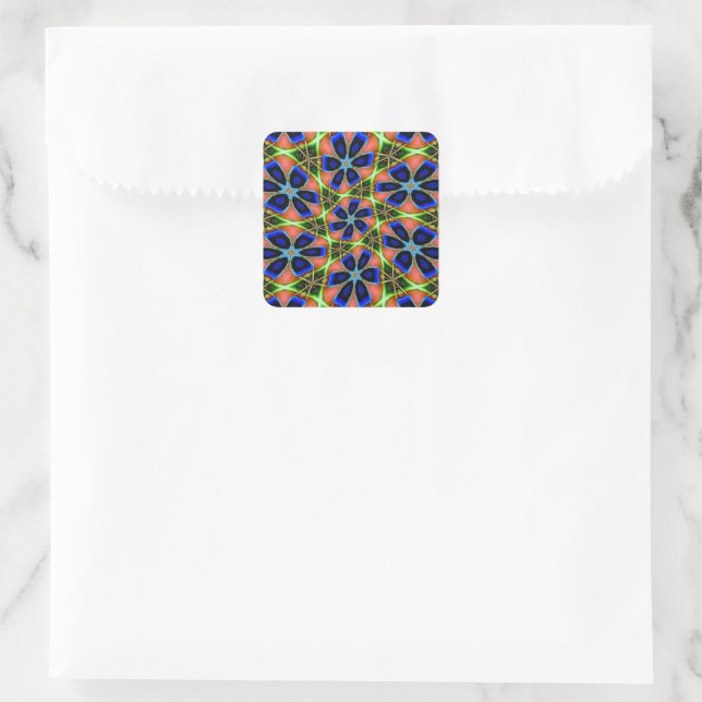 Abstract Peacock Feathers Pattern Square Sticker (Bag)