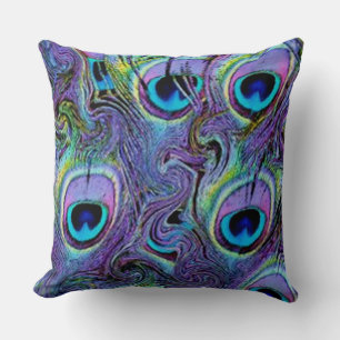 Abstract Peacock Feathers Throw Pillow