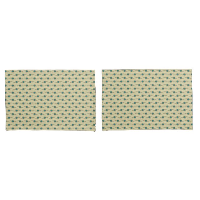 Abstract Peacock Feathers Turquoise Dots Pattern Pillowcase (Front-Set)