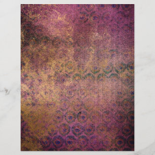 Abstract Peacock Grunge Scrapbook Paper Sheet