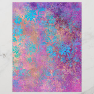 Abstract Peacock Grunge Scrapbook Paper Sheet