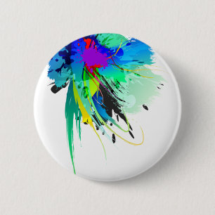 Abstract Peacock Paint Splatters 2 Inch Round Button