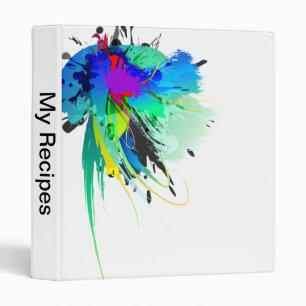 Abstract Peacock Paint Splatters Binder