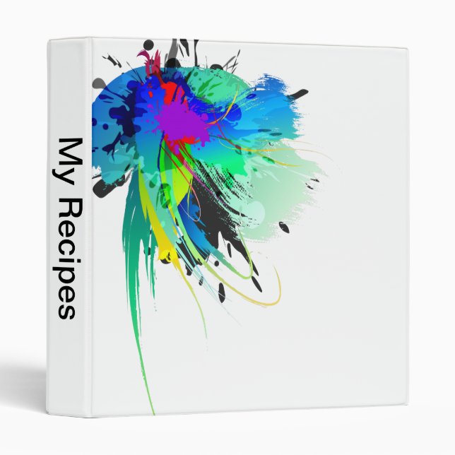 Abstract Peacock Paint Splatters Binder (Front/Spine)