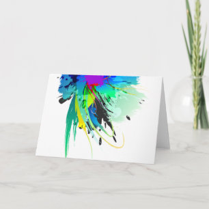 Abstract Peacock Paint Splatters Card