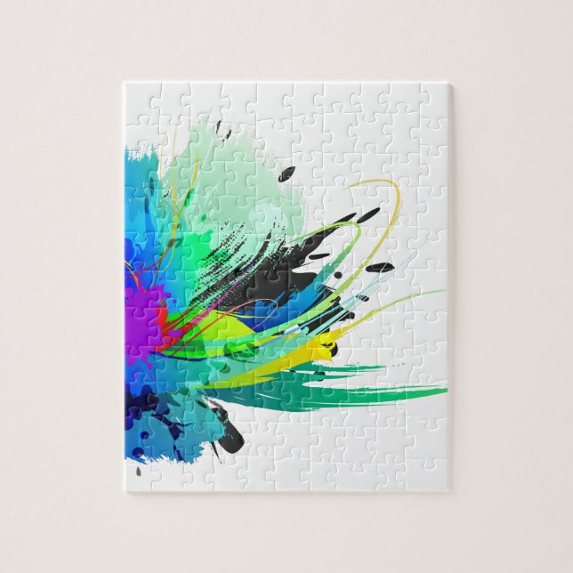 Abstract Peacock Paint Splatters Jigsaw Puzzle (Vertical)