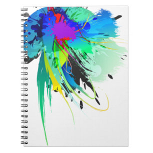 Abstract Peacock Paint Splatters Notebook