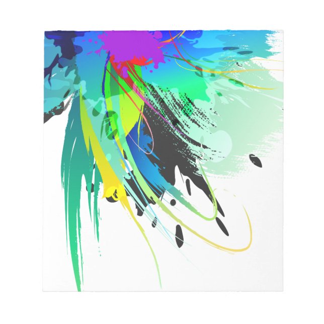 Abstract Peacock Paint Splatters Notepad (Front)
