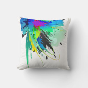 Abstract Peacock Paint Splatters Throw Pillow