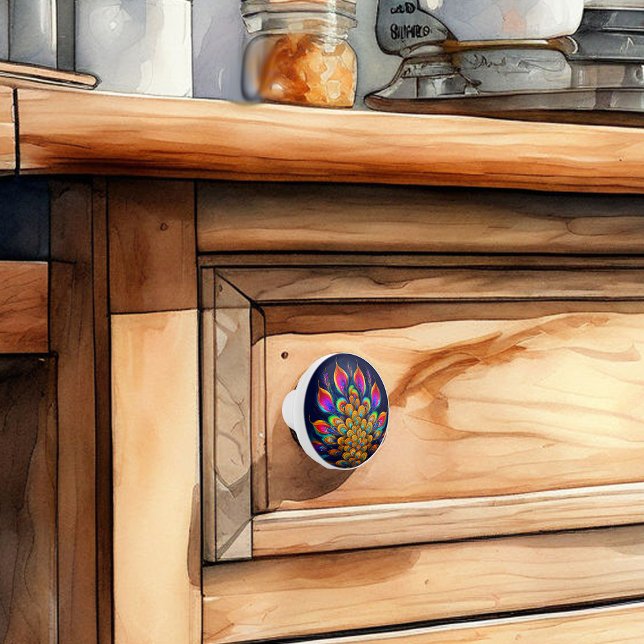 Abstract Peacock Tail Ceramic Knob (Creator Uploaded)