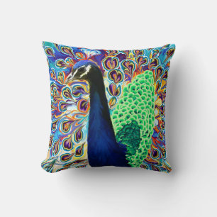 Abstract Peacock Throw Pillow