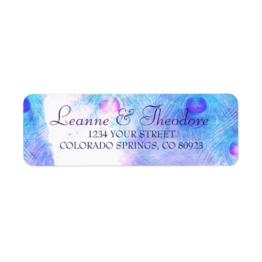 Abstract Peacock, Watercolor Address Labels