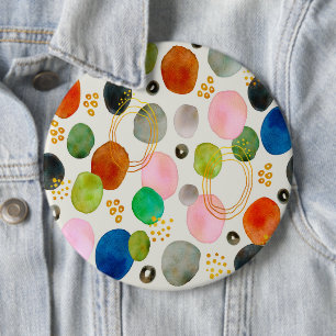 Abstract Pebble Gold Glitter Art 6 Inch Round Button