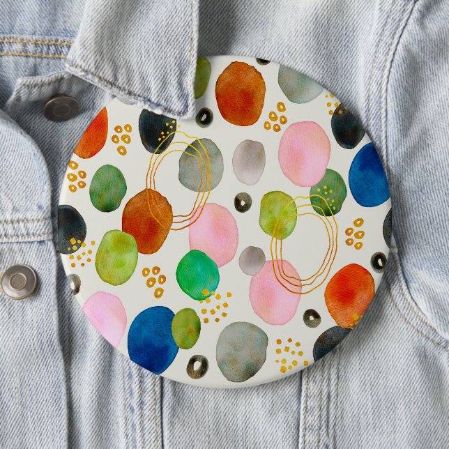 Abstract Pebble Gold Glitter Art 6 Inch Round Button (In Situ)