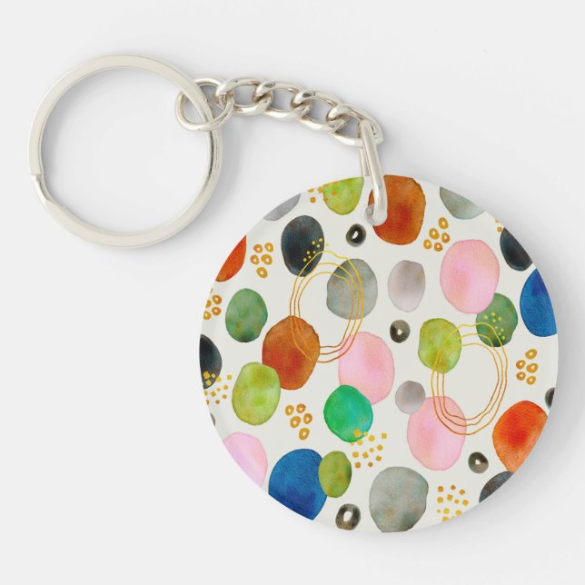 Abstract Pebble Gold Glitter Art Keychain (Front)