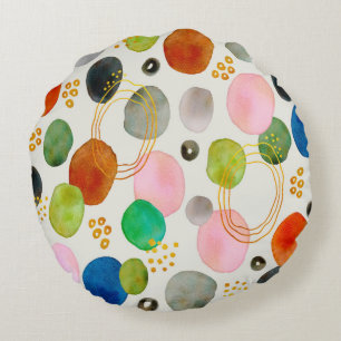 Abstract Pebble Gold Glitter Art Round Pillow
