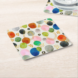 Abstract Pebble Gold Glitter Art Square Paper Coaster
