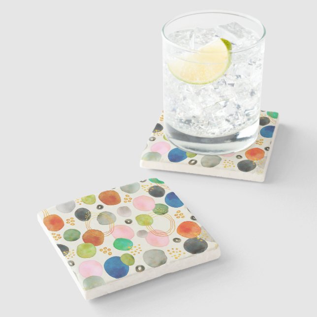 Abstract Pebble Gold Glitter Art Stone Coaster (Side)