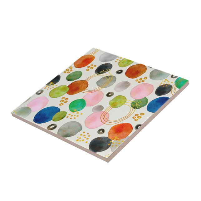 Abstract Pebble Gold Glitter Art Tile (Side)