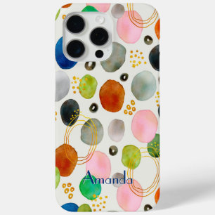 Abstract Pebble Watercolor Art  Name or Monogram  iPhone 15 Pro Max Case