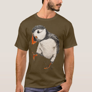 Abstract Pen and Watercolor Puffin T-Shirt