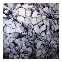 Abstract Pen Art of Flowers Poster