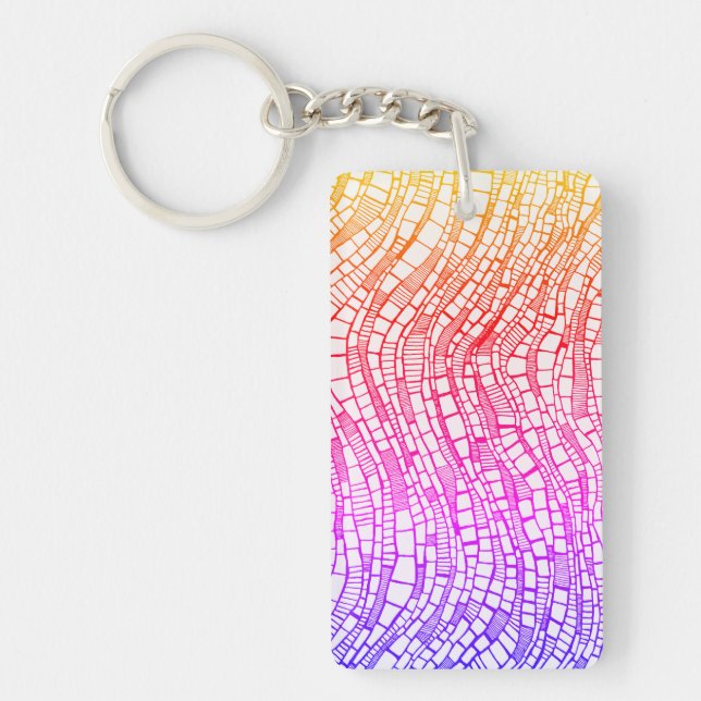 Abstract Pen & Ink Geometric Shapes Keychain (Front)