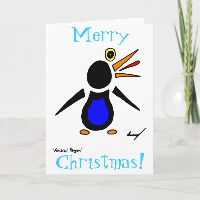 Abstract Penguin 'Merry Christmas!' Card (Front)