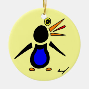 Abstract Penguin Ornament - Yellow