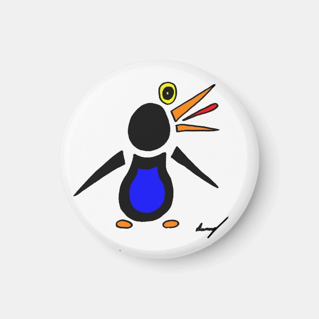 Abstract Penguin Round Magnet (Front)