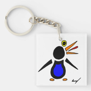 Abstract Penguin Square Acrylic Keychain