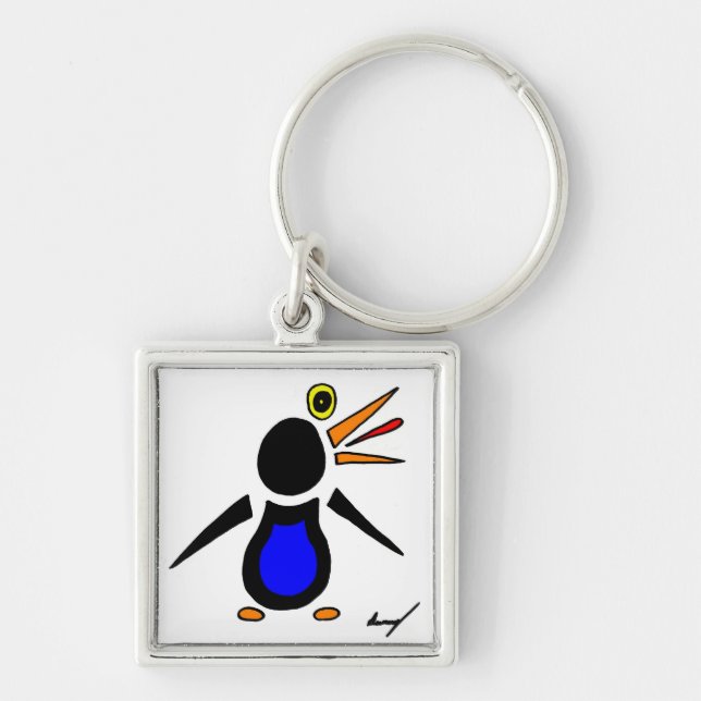Abstract Penguin Square Keychain (Front)