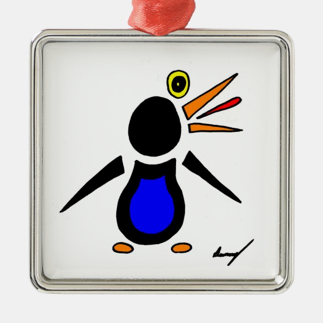 Abstract Penguin Square Ornament (Front)