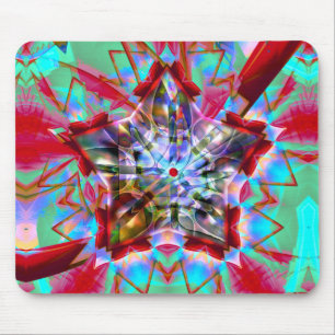 Abstract pentagon star mixed in mess of colourful  mouse pad