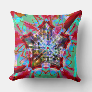 Abstract pentagon star mixed in mess of colourful throw pillow